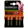 DURACELL 4 PILES RECHARGEABLES AA 2500MAH