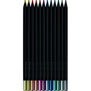 BLACK EDITION 12 CRAYONS COULEURS COLORIS METALLIC ASSORTIS