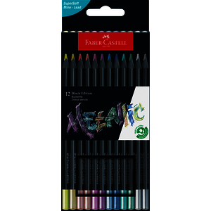 BLACK EDITION 12 CRAYONS COULEURS COLORIS METALLIC ASSORTIS
