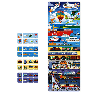 PUZZLE + LES TRANSPORTS 62 PIECES + 32 CARTES ILLUSTREES