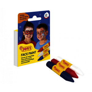 FACE PAINT 3 STICKS MAQUILLAGE COLORIS BLANC, ROUGE ET BLEU